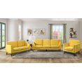 thumbnail image 1 of Topline Home Furnishings Striking 3pc Yellow Velvet Sofa Set, 1 of 7
