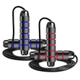 thumbnail image 1 of Tignapoo Adjustable Jump Rope Set (Black-Red Stripes + Black-Blue Stripes) - Premium EVA Sponge Handles, Smooth 360° Rotation, Customizable Length for Ultimate Comfort and Speed, 1 of 6