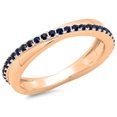 thumbnail image 1 of 0.50 Carat (ctw) 14K Rose Gold Round Blue Sapphire Ladies Wedding Anniversary Eternity Band Ring 1/2 CT, 1 of 1
