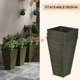 thumbnail image 4 of 28" Tall Outdoor Planters, Set Of 3 Large Taper Planters With Drainage Holes And Plug, Faux Wood Plastic Flower Pots For Outdoor, Indoor, Garden, Patio, Dark Brown, 4 of 9