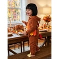 thumbnail image 4 of RUINIXCW Toddler Baby Girl Boy Thanksgiving Turkey Costume Kids Halloween Costume Infant Baby Boy Girl Fall Winter Clothes Warm Fleece Romper Long Sleeve Hooded Zip Up Jumpsuit, 4 of 10
