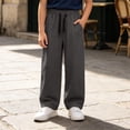 thumbnail image 2 of JCCXIN Girls Active Sweatpants Joggers Athletic Cargo Pants Baggy Straight Leg Drawstring Trousers With Pockets Fall Winter Casual Everyday Wear Soft Street Bottoms,Grey,9-10 Years, 2 of 9