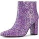 thumbnail image 1 of Botines De Tobillo Tacón Grueso Con Punta Puntiaguda De Brillo Para Mujer Púrpura 41, 1 of 7