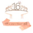 thumbnail image 1 of KAKOWELY 2 diademas con forma de corona y faja con estampado de letras para fiesta de cumpleaños, decoración para niña, 1 of 5