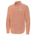 thumbnail image 2 of Men's Antigua Burnt Orange Texas Longhorns Porter Woven Tri-Blend Long Sleeve Button-Down Shirt, 2 of 3
