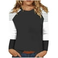 thumbnail image 4 of Scyoekwg Womens Sweatshirts No Hood Loose Dressy Casual Round Neck Raglan Sleeves Tunic Tops Long Sleeve Fall Trendy Color Block Patchwork Graphic Tops Y2k Clothes Pullover Tops(Black,XL), 4 of 8
