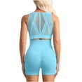 thumbnail image 5 of PNTUTB Women's Solid-Color Sports Set,Front-Zip Sports Bra and High-Waisted High Elasticity Shorts Casual Openwork Design Breathable Two-Piece Set, 5 of 5