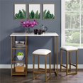 thumbnail image 1 of Dorel Living Tanner 3-Piece Brass Pub Set with Faux Marble Top, White, 1 of 9