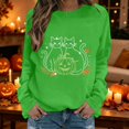 thumbnail image 2 of Women Halloween Rhinestone Graphic Crew Neck Sweatshirt, Long Sleeve Fall Casual Pullover Top for Holiday Daily Wear(Green2,XL), 2 of 6