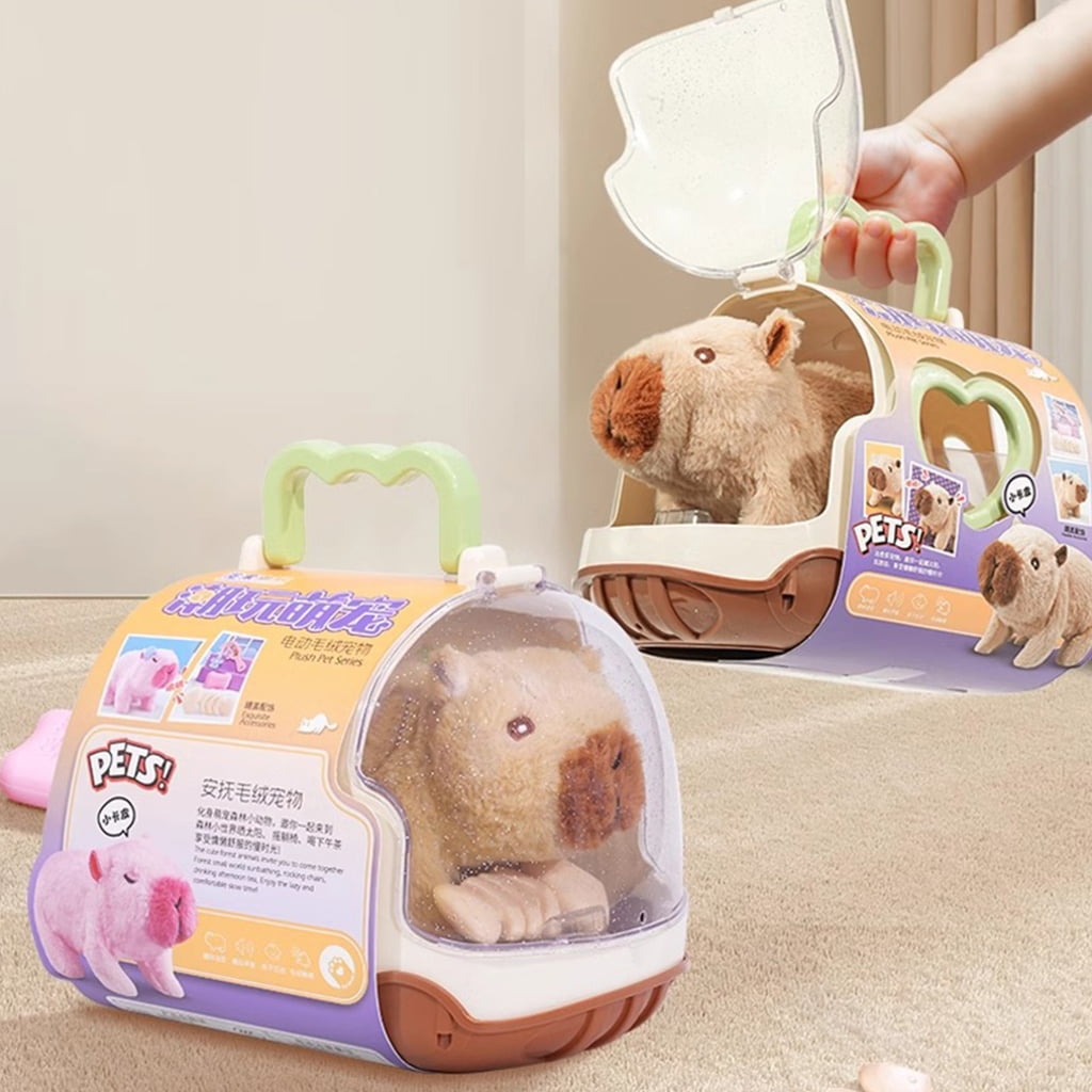 Misright Electric Pet Capybara Walking Plush Dolls Toy for Children with Realistic Sound