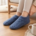 thumbnail image 4 of Winter Slipper Socks Fleece Lined, Thick Warm Non Slip Floor Socks, Indoor House Socks, Knit Low Cut Slipper Socks, Cozy Bed Socks For Women Men, Anti Skid Plush Ankle Socks, 4 of 5