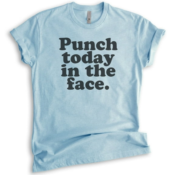 Punch Today In The Face T-shirt, Unisex Women's Men's Shirt, Motivational Shirt, Inspirational Shirt, Heather Light Blue, Large