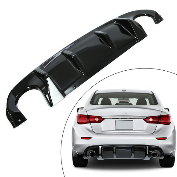 Kojem Rear Bumper Lip Diffuser for 2014-2017 Infiniti Q50 Spoiler Splitter Gloss Plastic Black