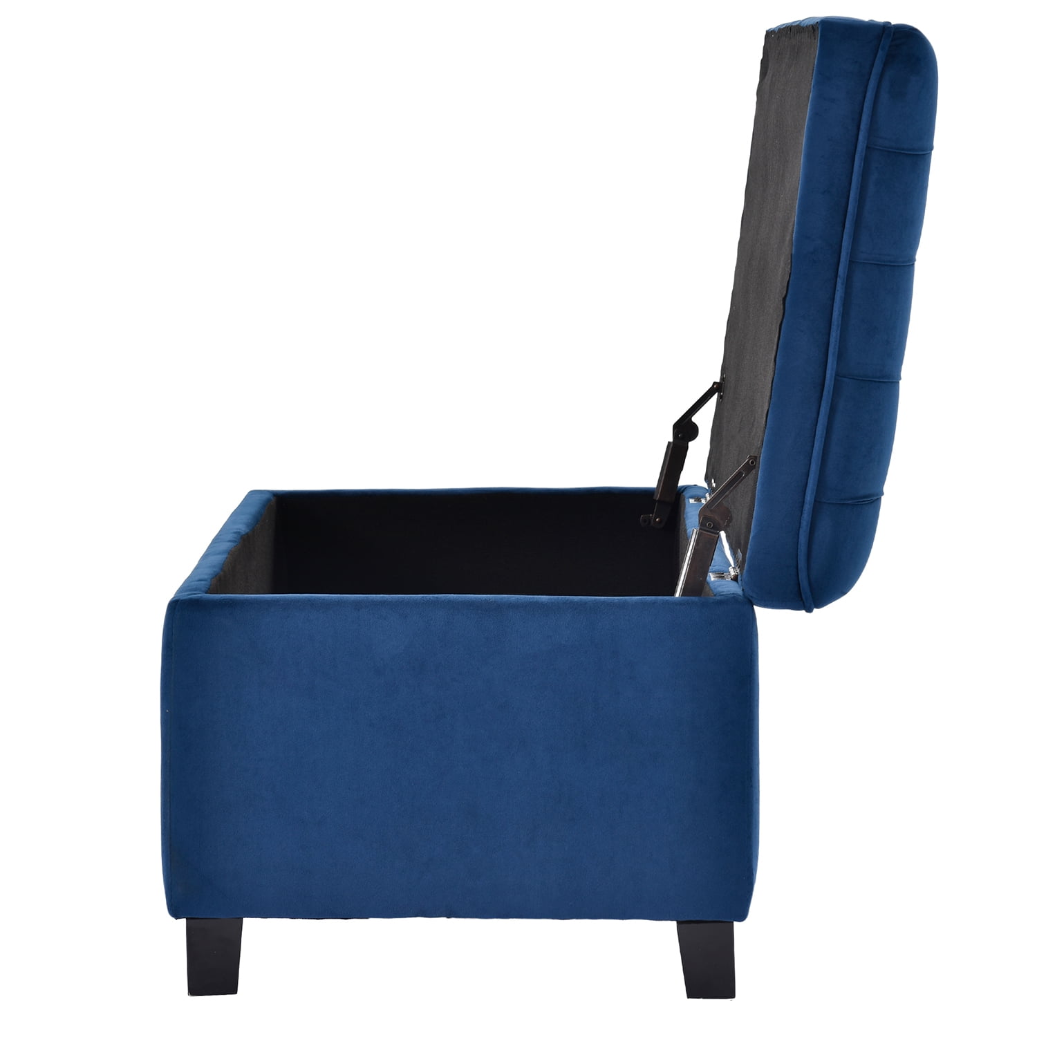 Kadyn Upholstered Flip Top Storage Bench, Storage Ottoman Bench with Button Tufted Top, Folding Chest Foot Rest Stool for Bedroom, Blue