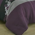 thumbnail image 6 of Chezmoi Collection Alana 7-Piece Bed in a Bag Comforter Set with Sheets, Embroidered Floral Luxury Leaves Purple/Black/Gray Lightweight All Season Bedding, Full, 6 of 9