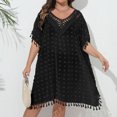thumbnail image 5 of Pitauce Swimsuit Coverup for Women Sexy Hollow Out Embroidery Crewneck Tassels Pool Beach Cover Ups Short Sleeve Summer Casual Bikini Cover Up, 5 of 7
