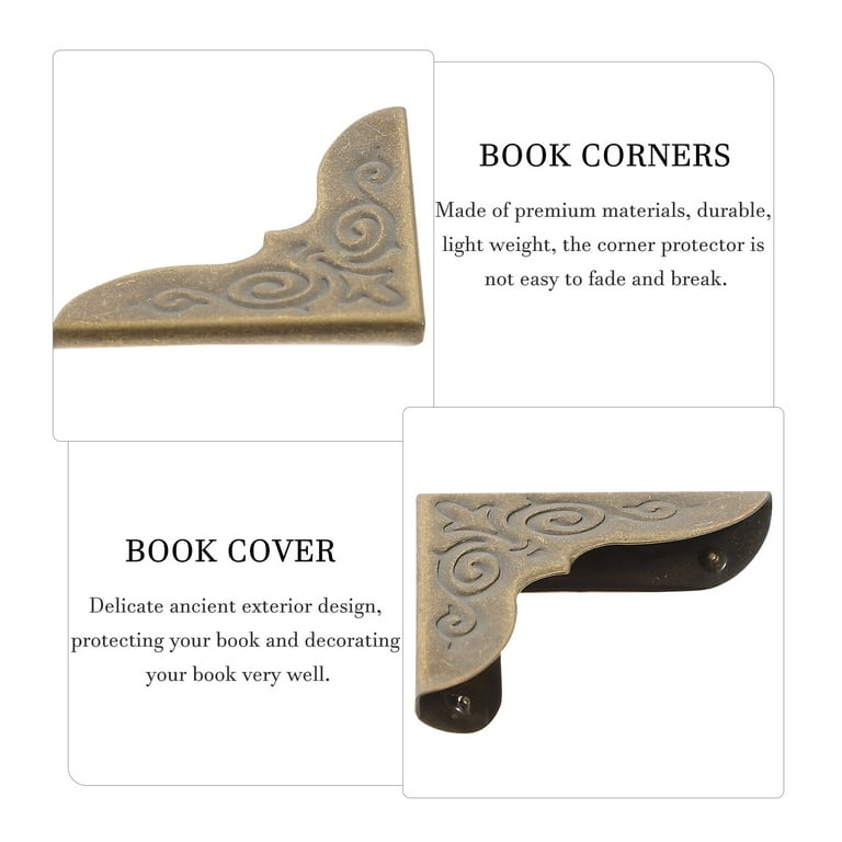 30Pcs Book Corner Protectors Metal Book Corners Book Page Corner Protectors  Retro Book Corners