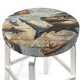 thumbnail image 3 of Bingfone Wood Grain Shark Padded Round Bar Stool Cover Cushion with Elastic Fabric Round Chair Seat - Wood Grain Shark, 3 of 7