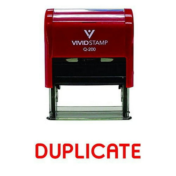 Vivid Stamp Duplicate Self-Inking Office Rubber Stamp (Red) - Medium