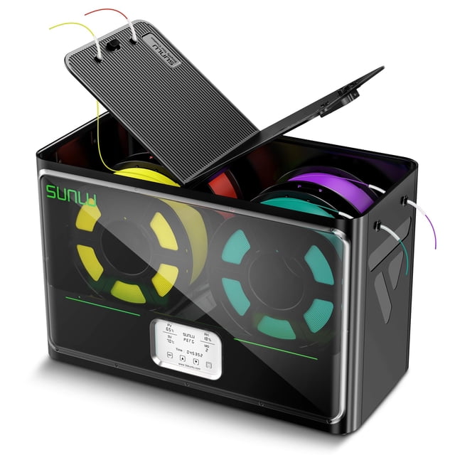 Secador de filamentos para impresora 3D SUNLU S4 con capacidad para 4 bobinas, color negro
