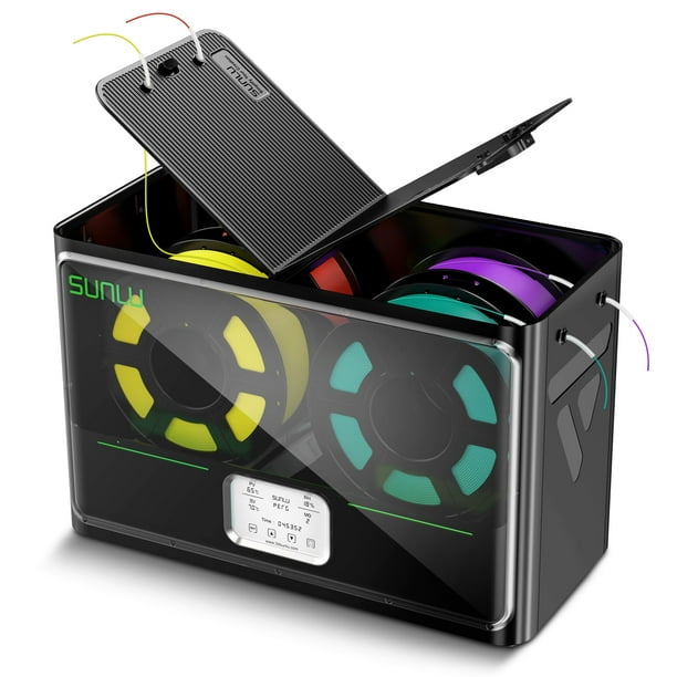 Secador de filamentos para impresora 3D SUNLU S4 con capacidad para 4 bobinas, color negro