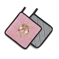 thumbnail image 2 of Vizsla Pink Flowers Pair of Pot Holders, 2 of 4