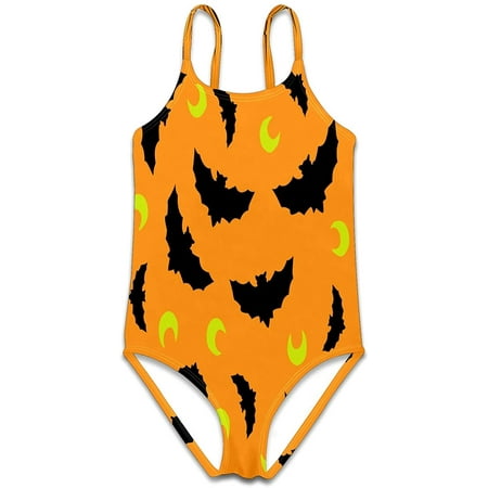 Girls Swimsuit Halloween Bat Moon Swimsuits Bathing Suits - Athletic ...