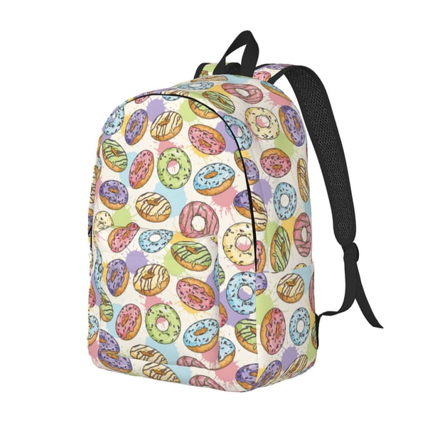 Balery Glazed Donuts Mochila Clásica Impresa Básica para Viaje, Mochila Escolar Resistente al Agua, Mochila de Lona con Correas Ajustables-Small
