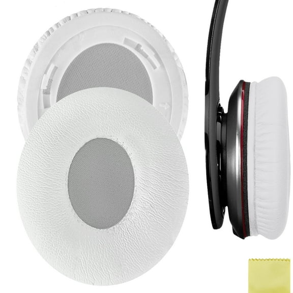 Geekria QuickFit Replacement Ear Pads for Beats Solo HD On-Ear Headphones Ear Cushions, Headset Earpads, Ear Cups Cover Repair Parts (White)