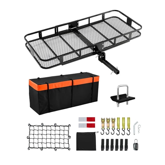 VEVOR 70" x 30" x 6", Hitch Cargo Carrier, 500 lbs Capacity Hitch Cargo Carrier with Ratchet Straps & Cargo Bag, Folding Hitch Mount Cargo Carrier with Hitch Lock for 2" Receiver, Fit for SUVs