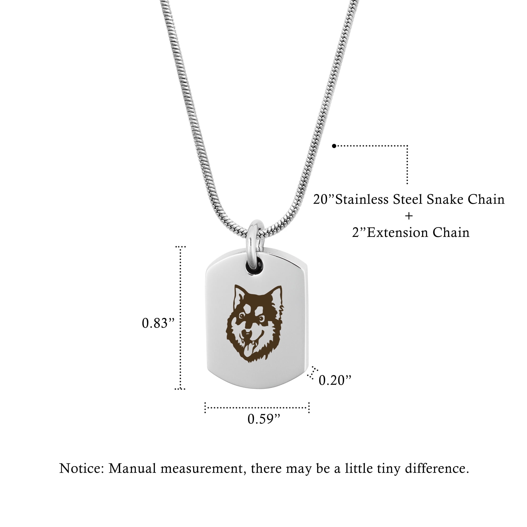 Anavia Alaskan Malamute Dog Tag Memorial Necklace for Ashes, Pet Ashes Necklace, Cremation Urn Necklace, Cremation Jewelry, Keepsake Ashes, Pet Memorial Jewelry, With Funnel Kit