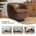 thumbnail image 5 of UIXE PU Leather Swivel Barrel Accent Chair, Comfy Round Upholstered Armchair Reading Chair for Living Room, Barrel Club Chairs Bedroom, Brown, 5 of 7