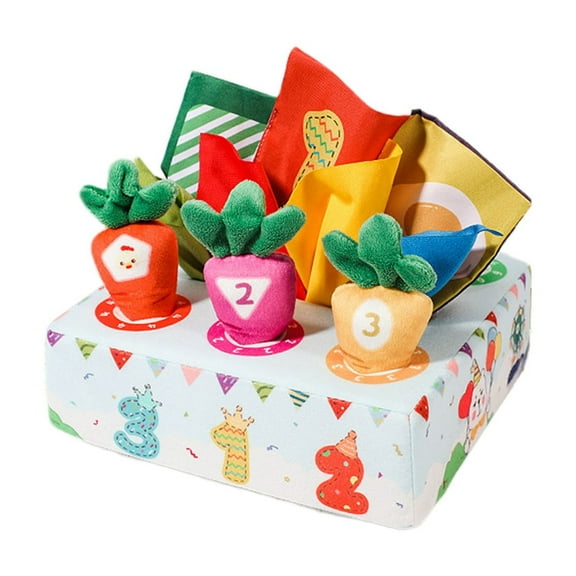 ToysYGift Baby Tissue Box Plush Carrot Toy, Montessori Sensory Toys for 1 2 3 Year Old, Toddlers Boys Girls Age 6 7 8 9-12-18-24 Months Birthday Christmas Gift