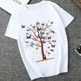thumbnail image 6 of Blmnix Spring Tops for Women White Short Sleeve Pretty Butterfly Loose Crew Neck Blouse Fashion Shirts, 6 of 6