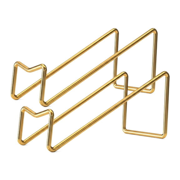 2Pcs Small Wine Rack, Metal Wine Rack Freestanding – Tabletop Geometric Design Countertop Bottle Holder Stand (Golden) 