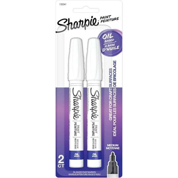 Oil-Based Paint Markers, Medium Point, White, 2 Count - Great for Rock Painting, Posters, Arts & Crafts, Window Art