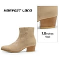 thumbnail image 2 of PUBOOM Women Faux Suede Ankle Boots Block Low Heel Chunky Cowboy Booties with Embroidery, 2 of 10