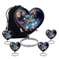 Yatskia Golden Dragonfly Urns for Human Ashes Adult Female, Cremation Burial Urns for Human Ash, Decorative Urn for Ashes Adult Male , (Heart 8 Inch and 3 Inch)