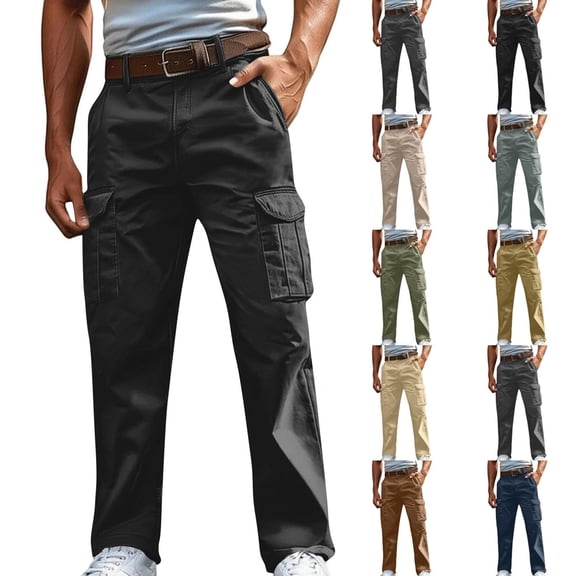 Admvng Cargo Pants for Men Multiple Pockets Trousers Work Wear Pocket, Size S-3XL