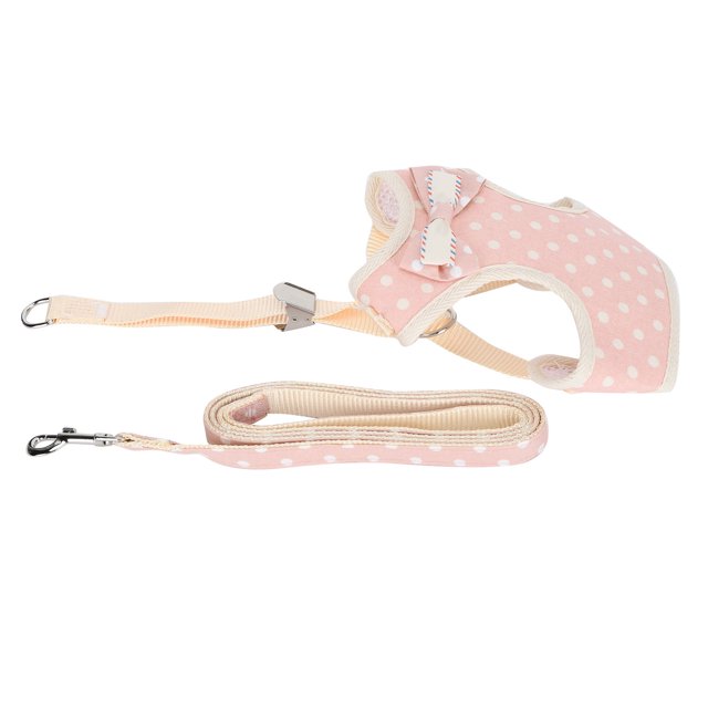 Harnais pour Chat, Harnais et Laisse pour Chat Boucle de Réglage en Métal avec Laisse pour Chat Rayure Bleu Marine, Grille Bleue, Points Roses, Points Gris