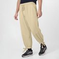 thumbnail image 7 of Yaoyar Men's Casual Cargo Pants with Drawstring Detail and Elastic Ankle Cuff Solid Color Elastic Waist Cropped Length for Seasonal Wear Trousers,XXXL,Khaki, 7 of 7