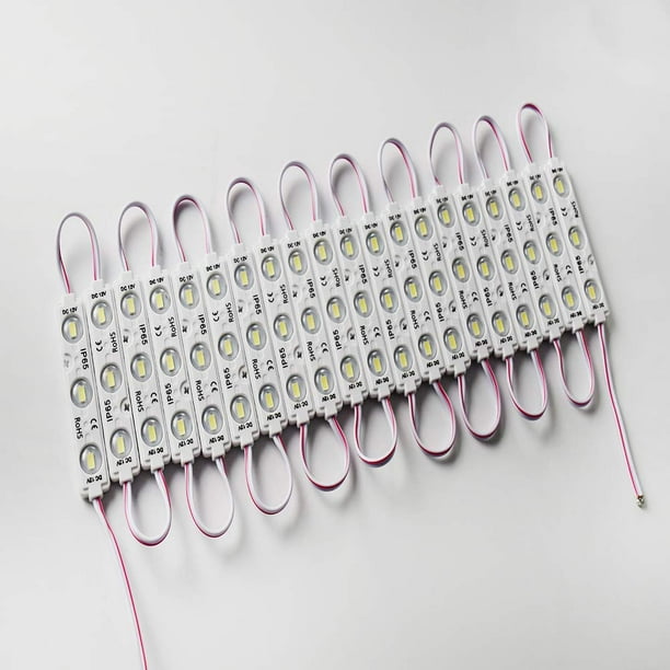 Módulo LED AOOYUANKE, 20 unidades, 3 LED, 9,8 pies, blanco IP65