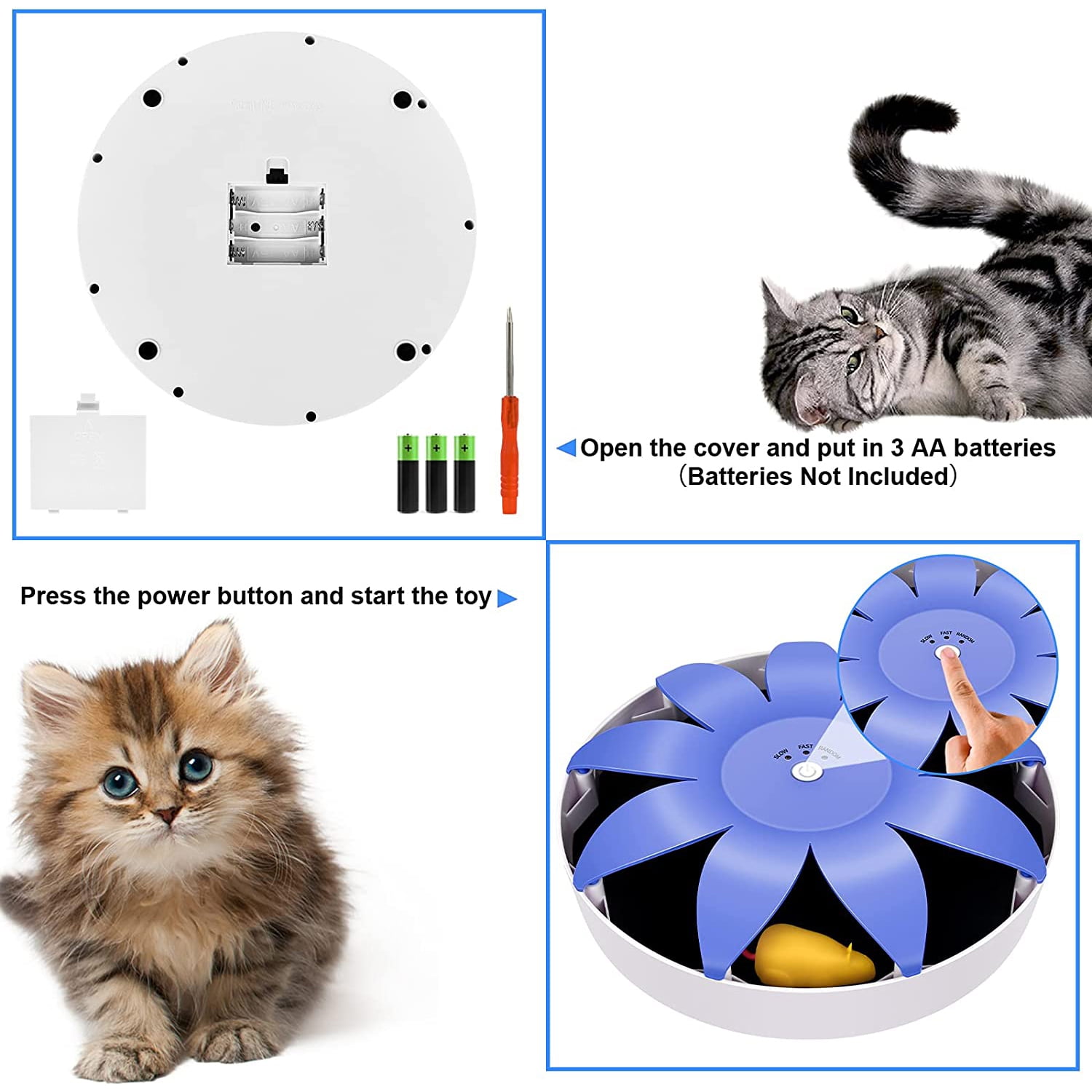 Pefilos 9" Interactive Cat Toy Mouse for Indoor Cats and Kitten, Uncatchable Spinning Mice,Hunting Chasing and Exercising,Cat Scratcher Track Roller Catnip Puzzle Toy, Blue Pefilos 9" Interactive Cat Toy Mouse for Indoor Cats and Kitten, Uncatchable Spinning Mice,Hunting Chasing and Exercising,Cat Scratcher Track Roller Catnip Puzzle Toy, Blue