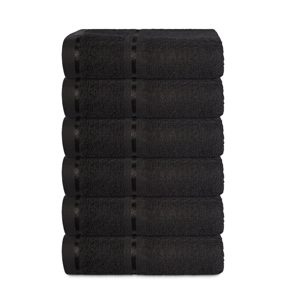 HURBANE HOME 6 Pc Black Washcloth Set Highly Absorbent Light Weight