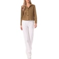thumbnail image 2 of INSPIRE CHIC Faux Suede Jacket for Women's Button Down Point Collar Pockets Fall Winter Cropped Jacket XS Brown, 2 of 6