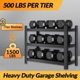 thumbnail image 2 of Metal Garage Storage Shelves Heavy Duty Shelving Unit 3 Tier Steel Adjustable Organizing Shelves 1500 LBS Capacity Industrial Shelving Ideal for Garage Tote Pantry Basement Outdoor, 36”H*36”W*16”D, 2 of 7