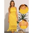thumbnail image 2 of DARING DIVA Sleeveless Coverup Crochet See Through Halter Neck Dress XS Yellow, 2 of 6