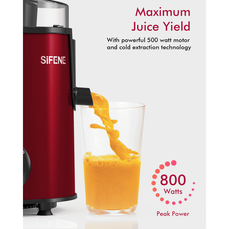  Effortless Juicer Machines, SiFENE 3 Big Mouth Centrifugal  Juicer for Fruits & Vegetables, Easy-Clean Juicing Maker, BPA-Free (Sleek  Stainless Steel Red): Home & Kitchen