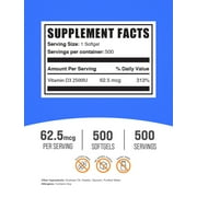 BulkSupplements Vitamin D3 2500IU Softgels - Vitamin D Supplement, 1 Softgel per Serving (62.5mcg), 500 Count
