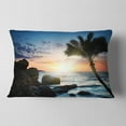 thumbnail image 2 of Designart Lonely Palm Tree on Rocky Beach - Modern Seashore Throw Pillow - 12x20, 2 of 5